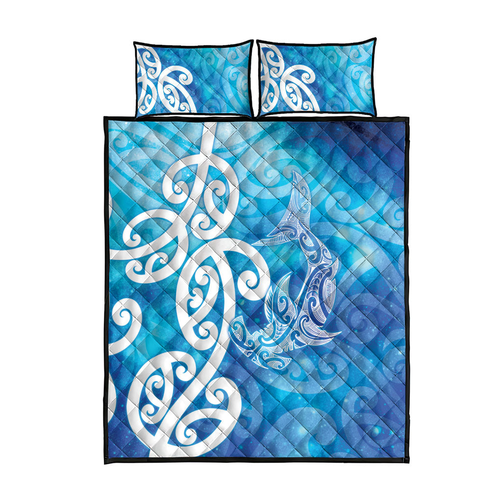 Hammerhead Shark Tattoo New Zealand Quilt Bed Set Maori Galaxy Mangopare Pattern LT14 - Polynesian Pride