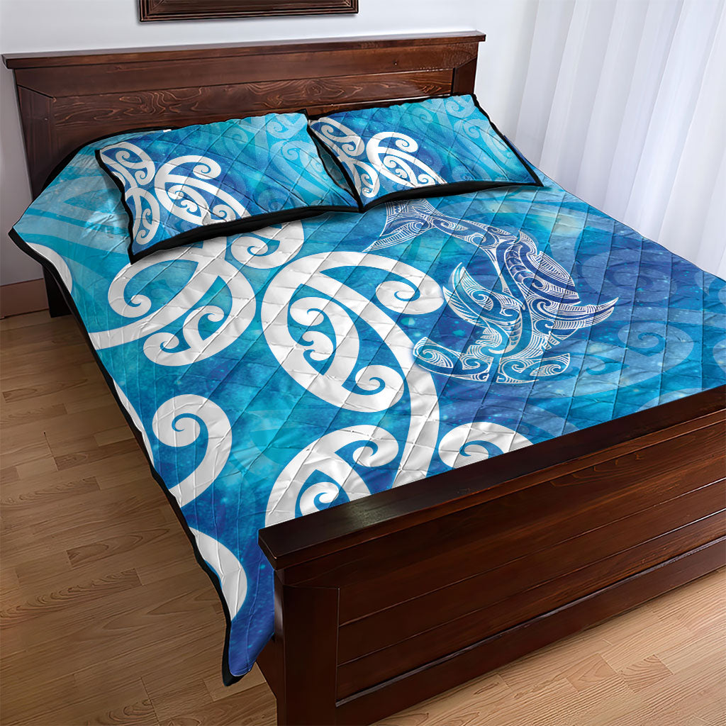 Hammerhead Shark Tattoo New Zealand Quilt Bed Set Maori Galaxy Mangopare Pattern LT14 - Polynesian Pride
