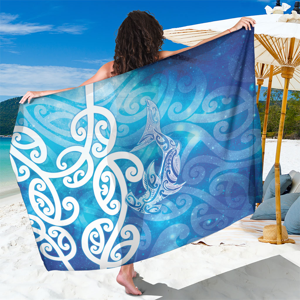 Hammerhead Shark Tattoo New Zealand Sarong Maori Galaxy Mangopare Pattern LT14 One Size 44 x 66 inches Turquoise - Polynesian Pride