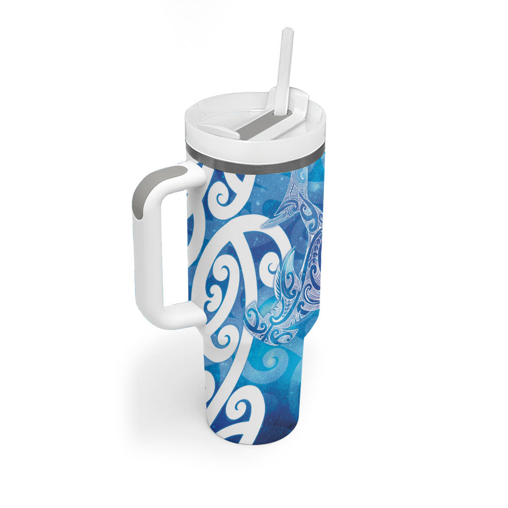 Hammerhead Shark Tattoo New Zealand Tumbler With Handle Maori Galaxy Mangopare Pattern LT14 - Polynesian Pride