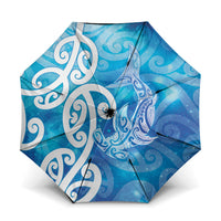 Hammerhead Shark Tattoo New Zealand Umbrella Maori Galaxy Mangopare Pattern LT14 One Size Folded 11.42 inch Opened Diameter 37.4 inch Turquoise - Polynesian Pride