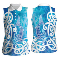 Hammerhead Shark Tattoo New Zealand Women Sleeveless Polo Shirt Maori Galaxy Mangopare Pattern LT14 - Polynesian Pride