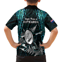 New Zealand Silver Fern Rugby Family Matching Mermaid Dress and Hawaiian Shirt Aotearoa All Black Dabbing Ball With Maori Paua Shell LT14 - Polynesian Pride