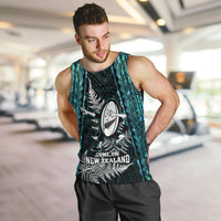 New Zealand Silver Fern Rugby Men Tank Top Aotearoa All Black Dabbing Ball With Maori Paua Shell LT14 - Polynesian Pride