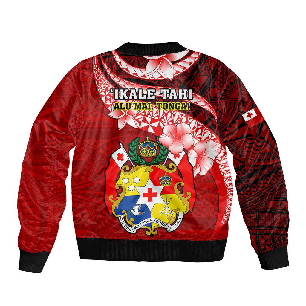Tonga Rugby Bomber Jacket Ikale Tahi Tongan Ngatu Pattern With Dabbing Ball LT14 - Polynesian Pride