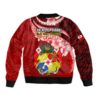 Tonga Rugby Bomber Jacket Ikale Tahi Tongan Ngatu Pattern With Dabbing Ball LT14 - Polynesian Pride