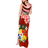 Tonga Rugby Tank Maxi Dress Ikale Tahi Tongan Ngatu Pattern With Dabbing Ball LT14 - Polynesian Pride