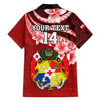 Custom Tonga Rugby Kid Hawaiian Shirt Ikale Tahi Tongan Ngatu Pattern With Dabbing Ball LT14 - Polynesian Pride