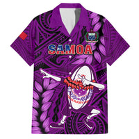Samoa Rugby Family Matching Off Shoulder Long Sleeve Dress and Hawaiian Shirt Manu Samoa Ula Fala Dabbing Ball Polynesian Purple Version LT14 - Polynesian Pride
