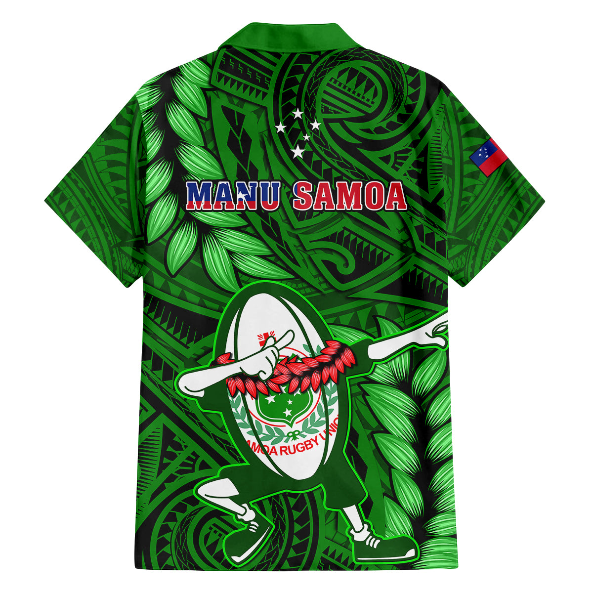 Samoa Rugby Kid Hawaiian Shirt Manu Samoa Ula Fala Dabbing Ball Polynesian Green Version LT14 - Polynesian Pride