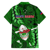 Samoa Rugby Kid Hawaiian Shirt Manu Samoa Ula Fala Dabbing Ball Polynesian Green Version LT14 - Polynesian Pride