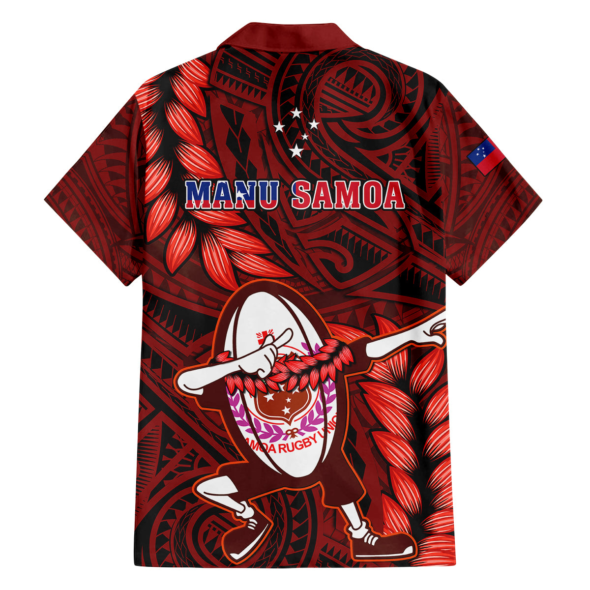 Samoa Rugby Family Matching Summer Maxi Dress and Hawaiian Shirt Manu Samoa Ula Fala Dabbing Ball Polynesian Red Version LT14 - Polynesian Pride