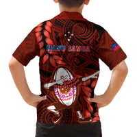 Samoa Rugby Kid Hawaiian Shirt Manu Samoa Ula Fala Dabbing Ball Polynesian Red Version LT14 - Polynesian Pride