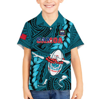 Samoa Rugby Family Matching Tank Maxi Dress and Hawaiian Shirt Manu Samoa Ula Fala Dabbing Ball Polynesian Turquoise Version LT14 - Polynesian Pride