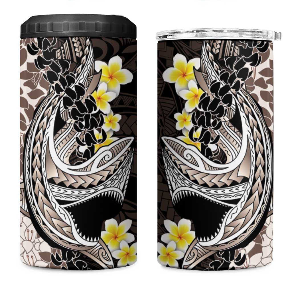 Brown and Black Hawaii Shark Tattoo 4 in 1 Can Cooler Tumbler Puakenikeni Lei Plumeria Polynesian Pattern LT14 One Size: 16 oz Black - Polynesian Pride