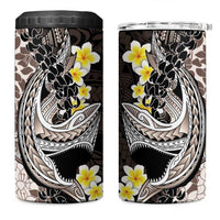 Brown and Black Hawaii Shark Tattoo 4 in 1 Can Cooler Tumbler Puakenikeni Lei Plumeria Polynesian Pattern LT14 One Size: 16 oz Black - Polynesian Pride