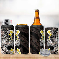 Brown and Black Hawaii Shark Tattoo 4 in 1 Can Cooler Tumbler Puakenikeni Lei Plumeria Polynesian Pattern LT14 - Polynesian Pride