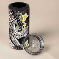 Brown and Black Hawaii Shark Tattoo 4 in 1 Can Cooler Tumbler Puakenikeni Lei Plumeria Polynesian Pattern LT14 - Polynesian Pride