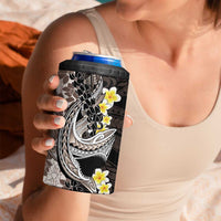 Brown and Black Hawaii Shark Tattoo 4 in 1 Can Cooler Tumbler Puakenikeni Lei Plumeria Polynesian Pattern LT14 - Polynesian Pride