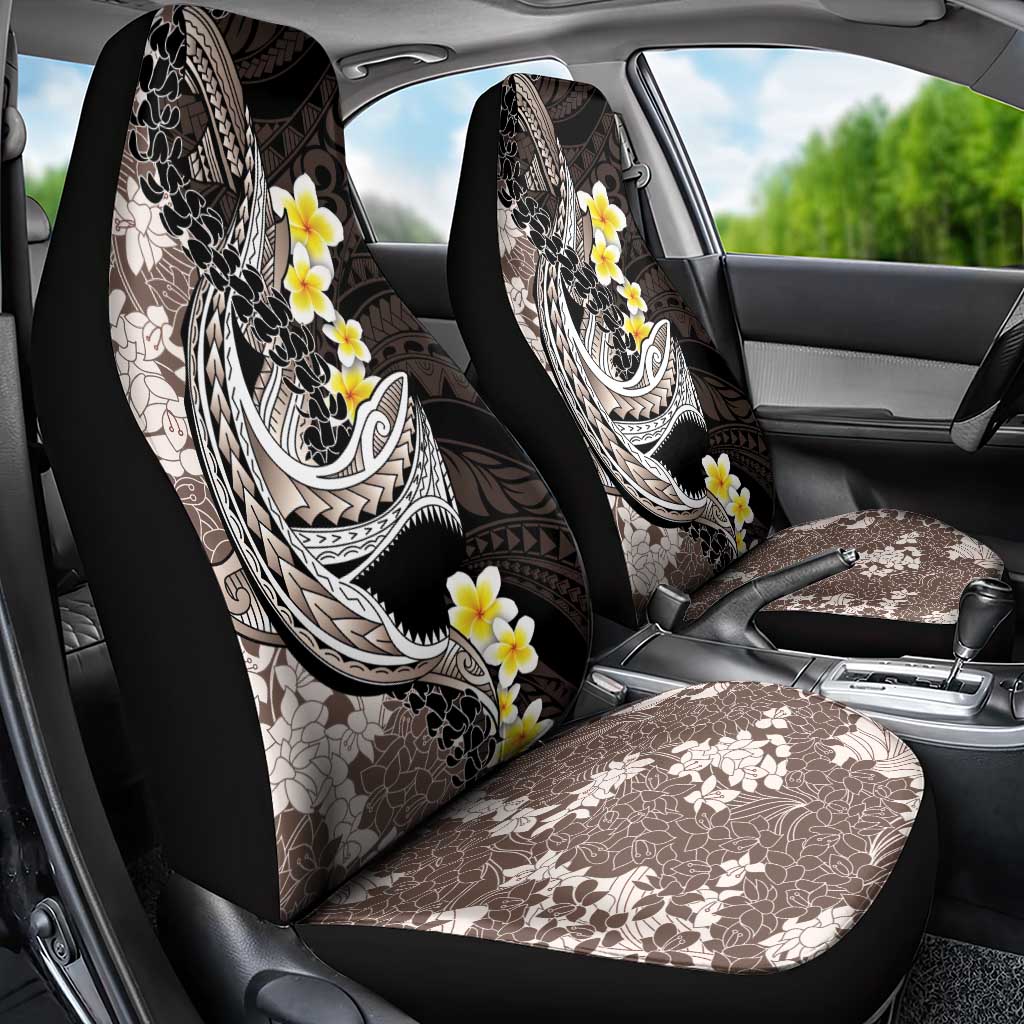 Brown and Black Hawaii Shark Tattoo Car Seat Cover Puakenikeni Lei Plumeria Polynesian Pattern LT14 - Polynesian Pride
