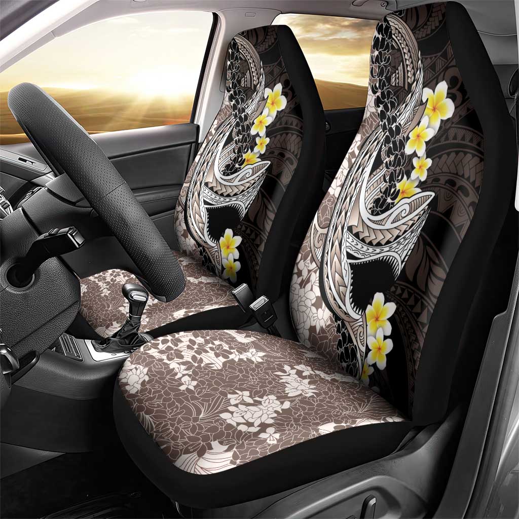 Brown and Black Hawaii Shark Tattoo Car Seat Cover Puakenikeni Lei Plumeria Polynesian Pattern LT14 - Polynesian Pride