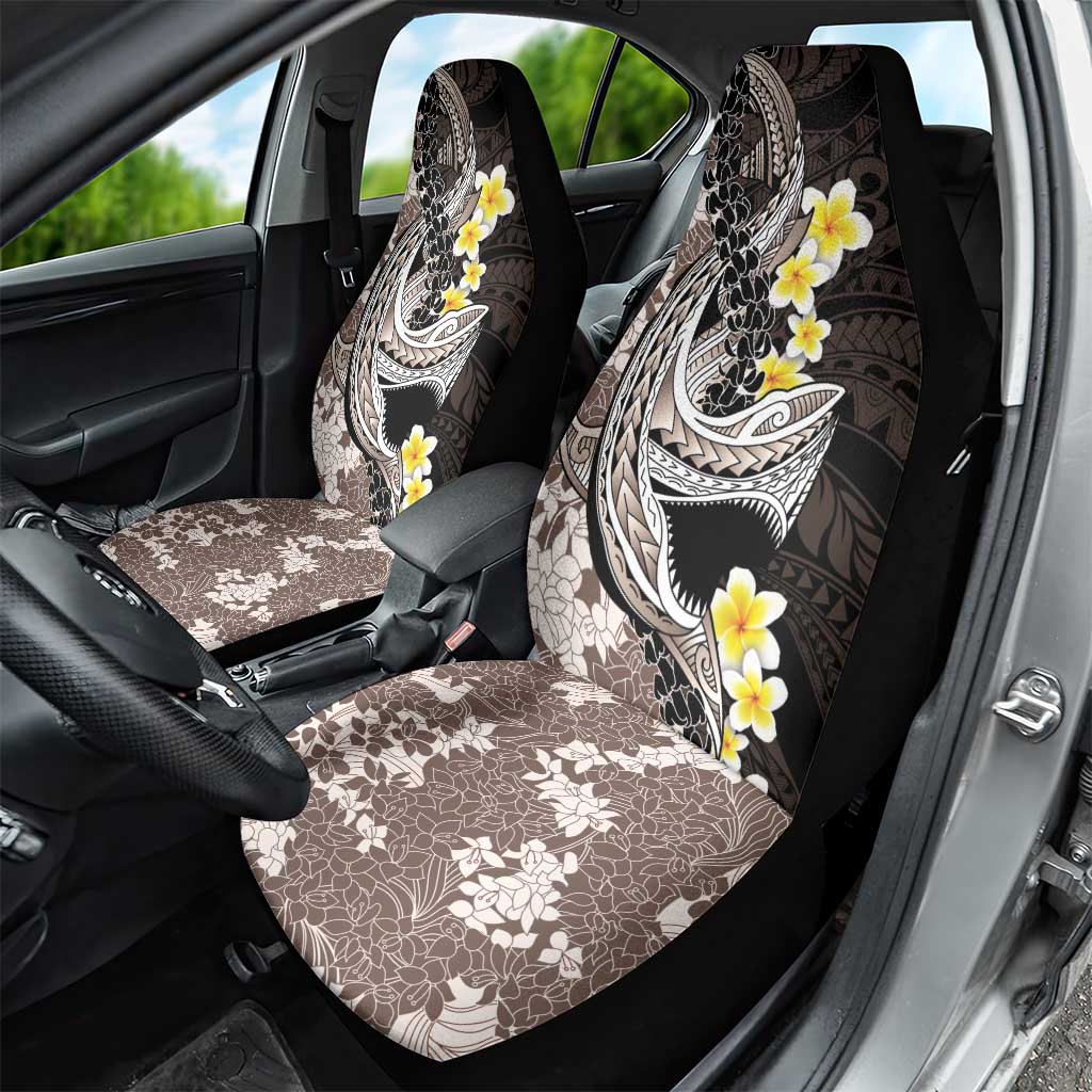 Brown and Black Hawaii Shark Tattoo Car Seat Cover Puakenikeni Lei Plumeria Polynesian Pattern LT14 - Polynesian Pride