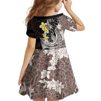 Brown and Black Hawaii Shark Tattoo Family Matching Tank Maxi Dress and Hawaiian Shirt Puakenikeni Lei Plumeria Polynesian Pattern LT14 - Polynesian Pride
