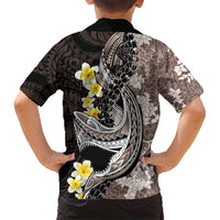 Brown and Black Hawaii Shark Tattoo Hawaiian Shirt Puakenikeni Lei Plumeria Polynesian Pattern LT14 - Polynesian Pride