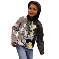 Brown and Black Hawaii Shark Tattoo Kid Hoodie Puakenikeni Lei Plumeria Polynesian Pattern LT14 - Polynesian Pride