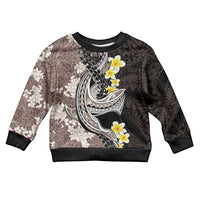 Brown and Black Hawaii Shark Tattoo Kid Ugly Christmas Sweater Puakenikeni Lei Plumeria Polynesian Pattern LT14 Kid Black - Polynesian Pride