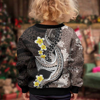 Brown and Black Hawaii Shark Tattoo Kid Ugly Christmas Sweater Puakenikeni Lei Plumeria Polynesian Pattern LT14 - Polynesian Pride