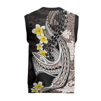 Brown and Black Hawaii Shark Tattoo Christmas Knitted V-Neck Vest Puakenikeni Lei Plumeria Polynesian Pattern LT14 - Polynesian Pride
