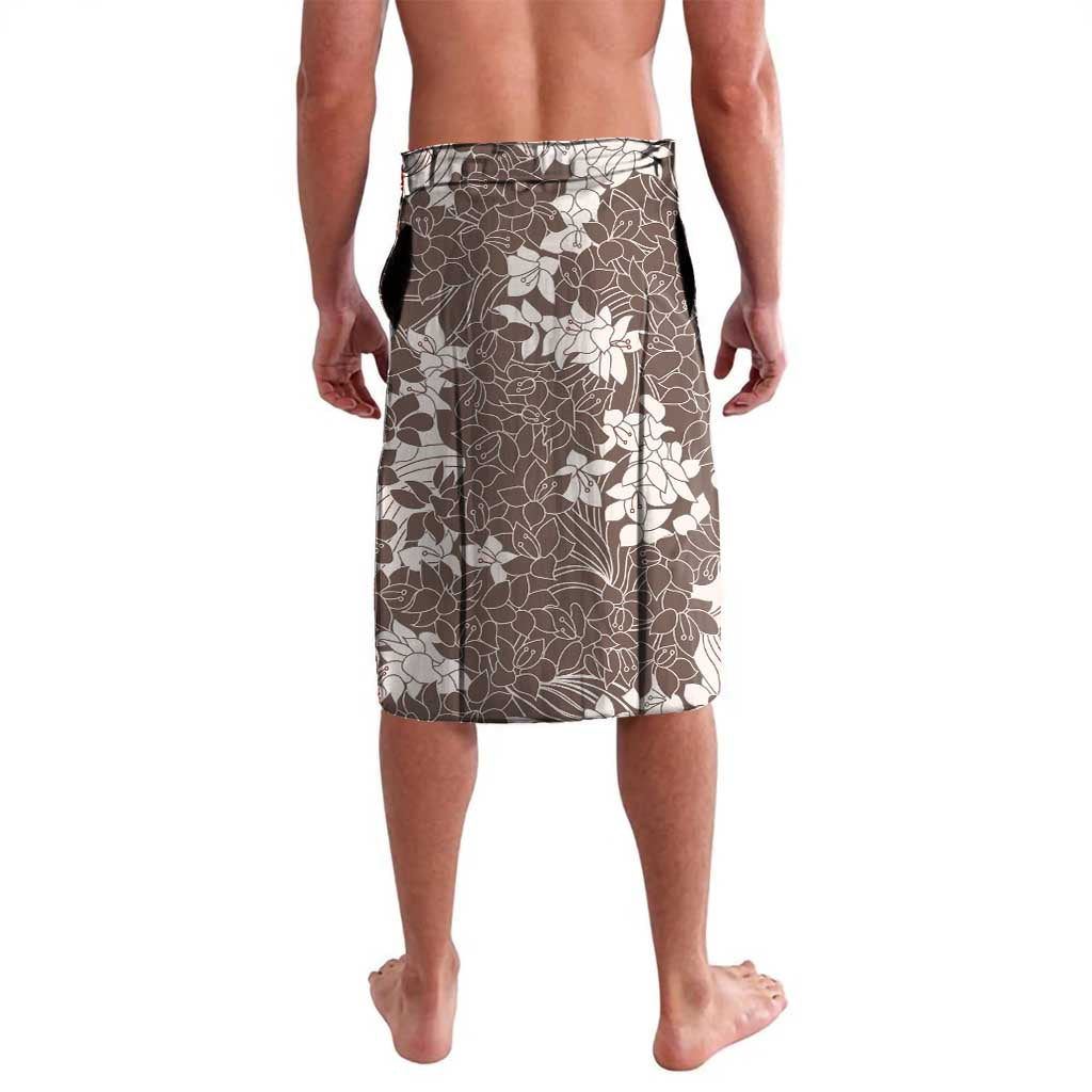 Brown and Black Hawaii Shark Tattoo Lavalava Puakenikeni Lei Plumeria Polynesian Pattern - Polynesian Pride