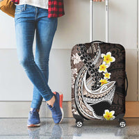 Brown and Black Hawaii Shark Tattoo Luggage Cover Puakenikeni Lei Plumeria Polynesian Pattern LT14 - Polynesian Pride