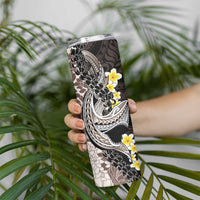 Brown and Black Hawaii Shark Tattoo Skinny Tumbler Puakenikeni Lei Plumeria Polynesian Pattern LT14 - Polynesian Pride