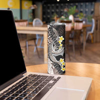 Brown and Black Hawaii Shark Tattoo Skinny Tumbler Puakenikeni Lei Plumeria Polynesian Pattern LT14 - Polynesian Pride