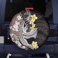Brown and Black Hawaii Shark Tattoo Spare Tire Cover Puakenikeni Lei Plumeria Polynesian Pattern LT14 No hole Black - Polynesian Pride
