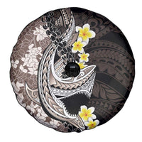 Brown and Black Hawaii Shark Tattoo Spare Tire Cover Puakenikeni Lei Plumeria Polynesian Pattern LT14 - Polynesian Pride