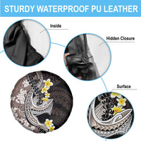 Brown and Black Hawaii Shark Tattoo Spare Tire Cover Puakenikeni Lei Plumeria Polynesian Pattern LT14 - Polynesian Pride