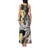 Brown and Black Hawaii Shark Tattoo Tank Maxi Dress Puakenikeni Lei Plumeria Polynesian Pattern LT14 - Polynesian Pride