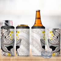 Brown and White Hawaii Shark Tattoo 4 in 1 Can Cooler Tumbler Puakenikeni Lei Plumeria Polynesian Pattern LT14 - Polynesian Pride