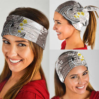 Brown and White Hawaii Shark Tattoo Neck Gaiter Puakenikeni Lei Plumeria Polynesian Pattern - Polynesian Pride