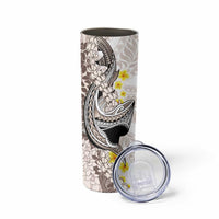 Brown and White Hawaii Shark Tattoo Skinny Tumbler Puakenikeni Lei Plumeria Polynesian Pattern LT14 - Polynesian Pride