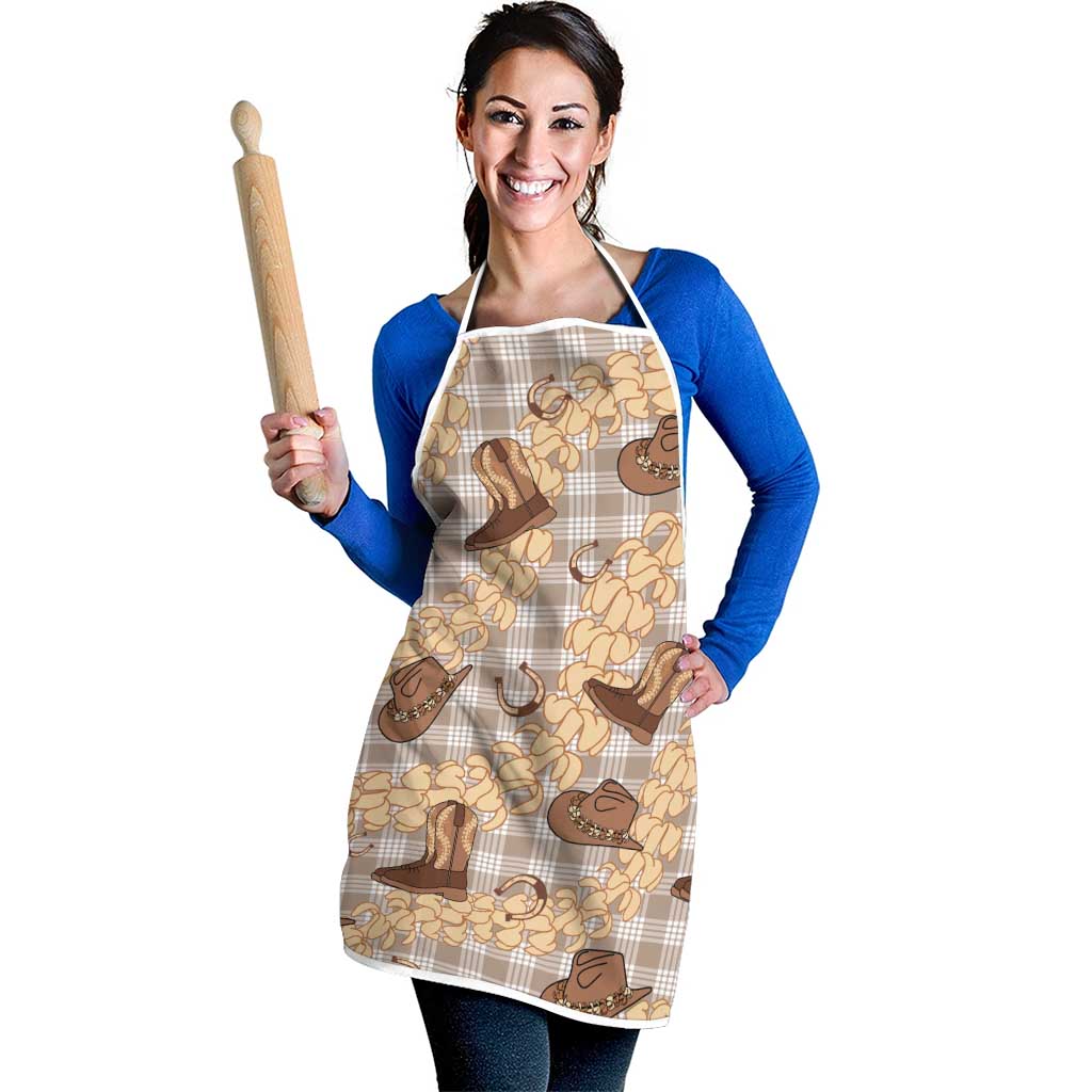Khaki Palaka Hawaii Cowboy Apron Puakenikeni Lei Paniolo Papale Seamless Vibes - Polynesian Pride