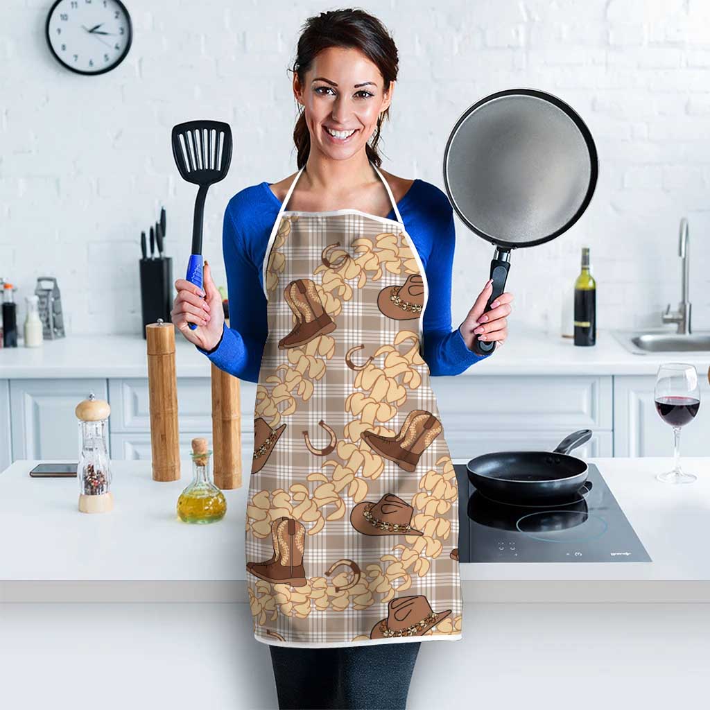 Khaki Palaka Hawaii Cowboy Apron Puakenikeni Lei Paniolo Papale Seamless Vibes - Polynesian Pride