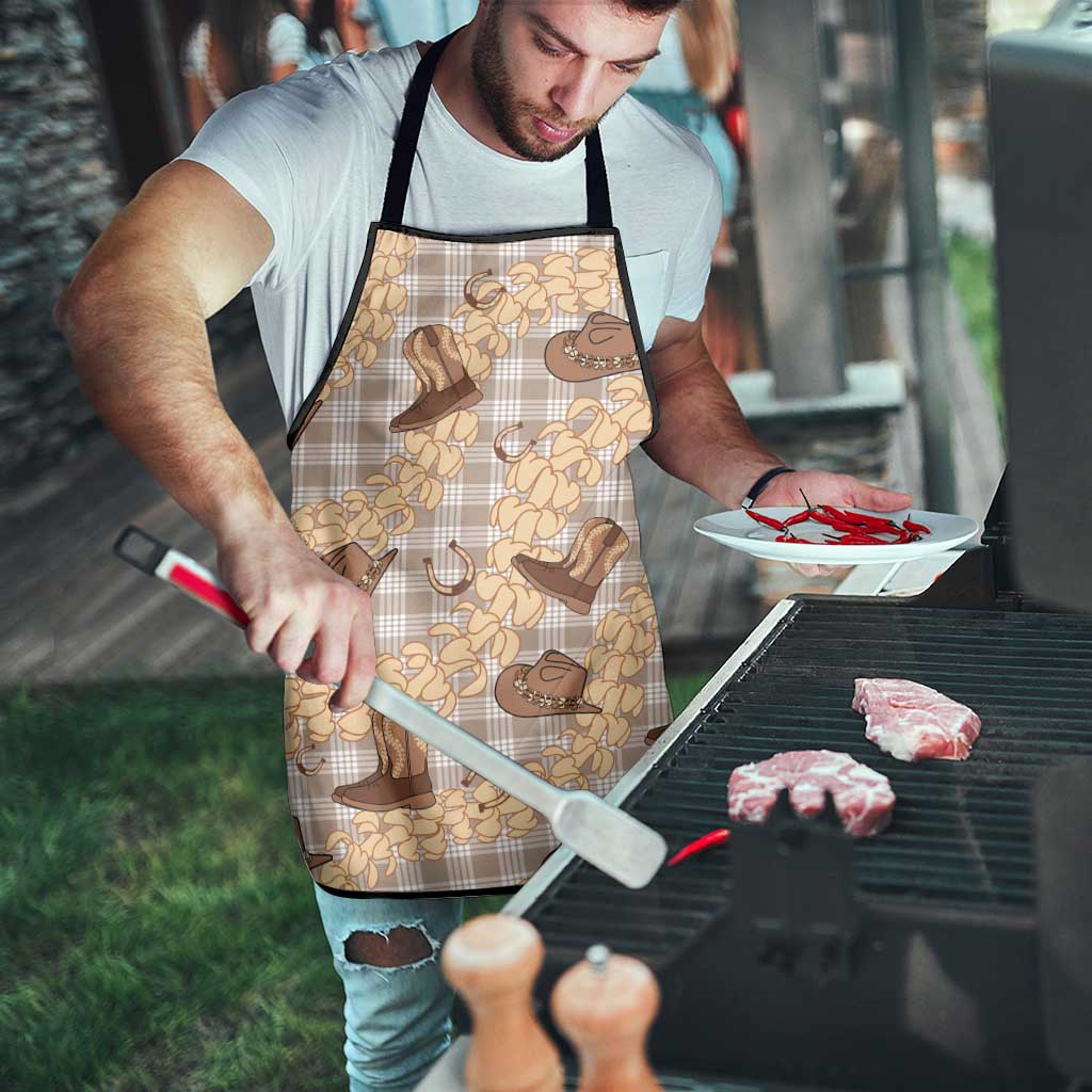 Khaki Palaka Hawaii Cowboy Apron Puakenikeni Lei Paniolo Papale Seamless Vibes - Polynesian Pride