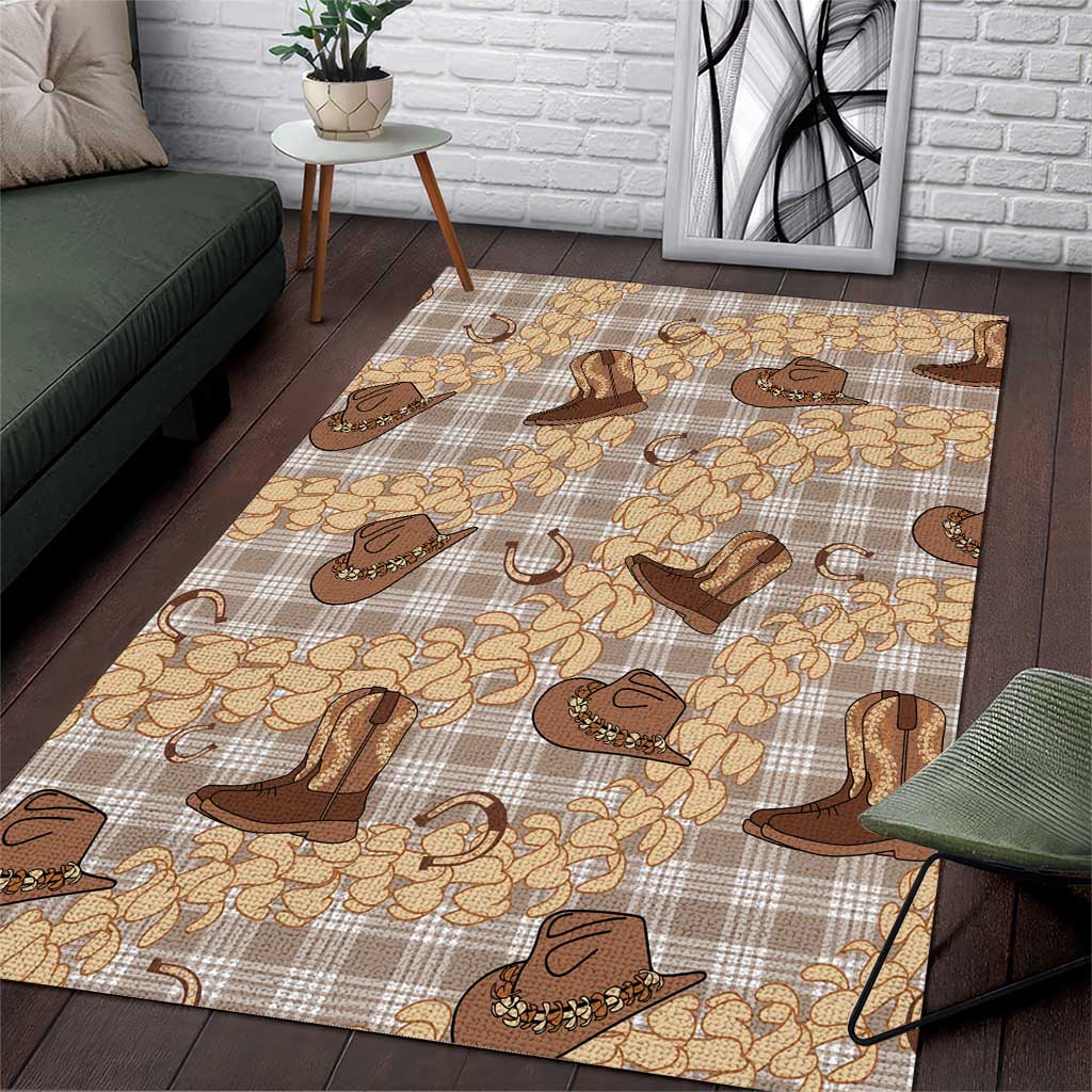 Khaki Palaka Hawaii Cowboy Area Rug Puakenikeni Lei Paniolo Papale Seamless Vibes LT14 Khaki - Polynesian Pride