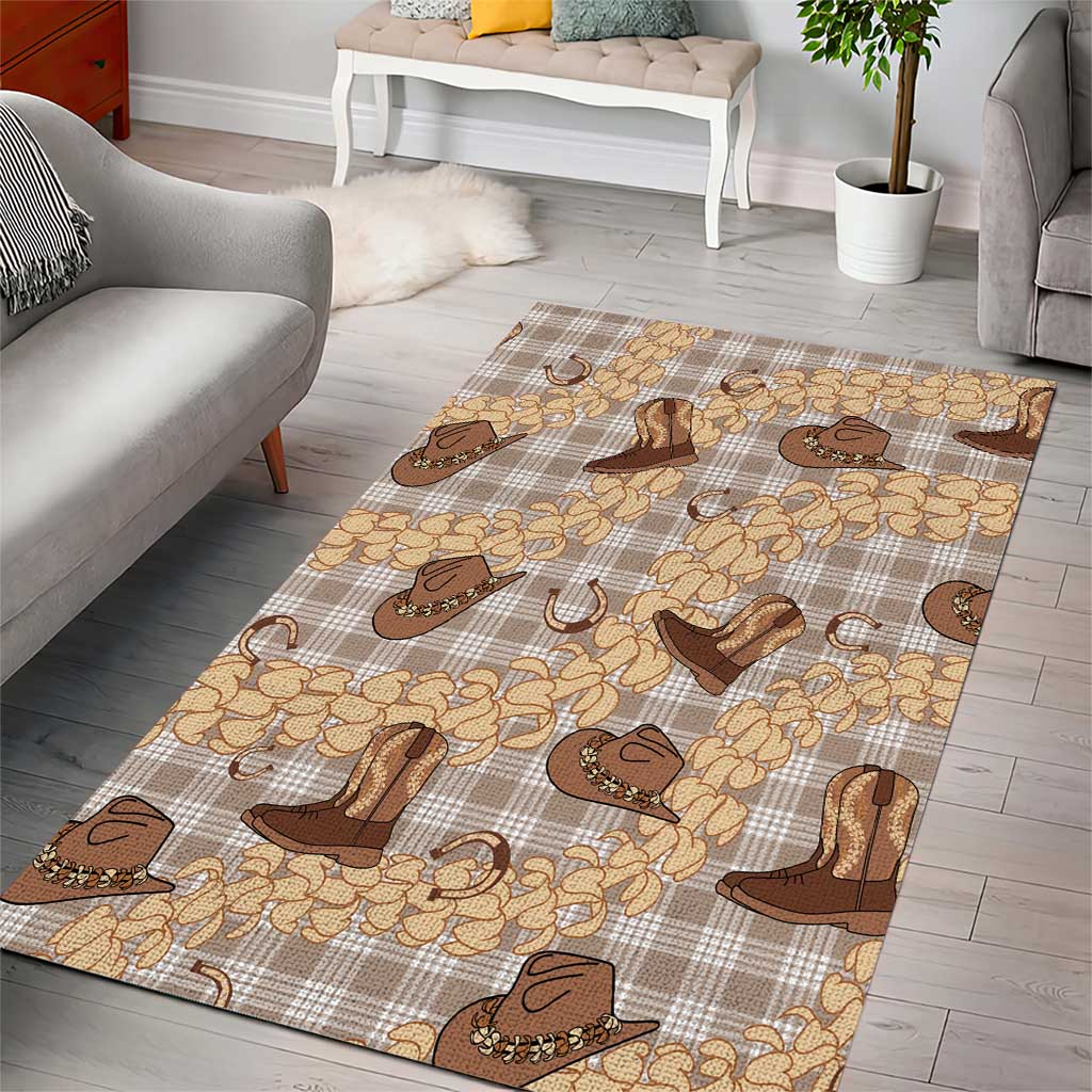 Khaki Palaka Hawaii Cowboy Area Rug Puakenikeni Lei Paniolo Papale Seamless Vibes LT14 - Polynesian Pride
