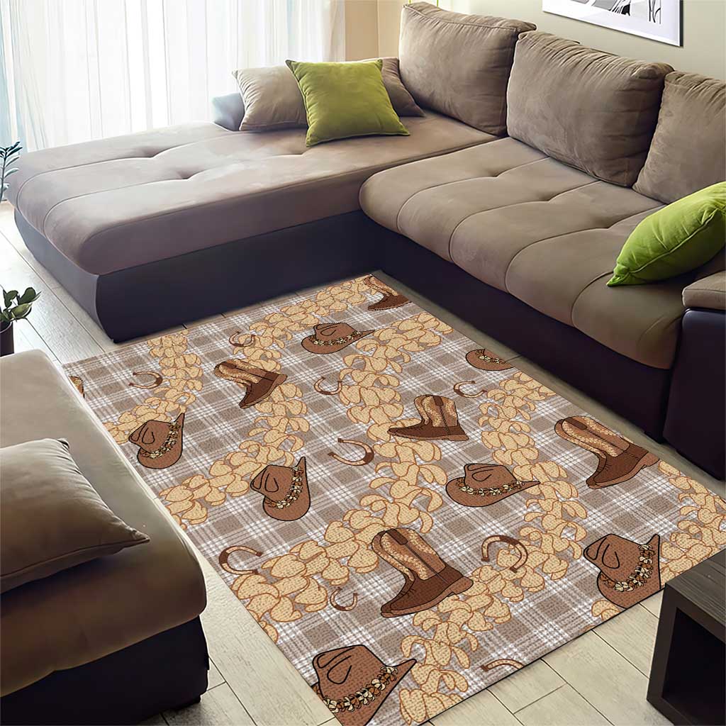 Khaki Palaka Hawaii Cowboy Area Rug Puakenikeni Lei Paniolo Papale Seamless Vibes LT14 - Polynesian Pride