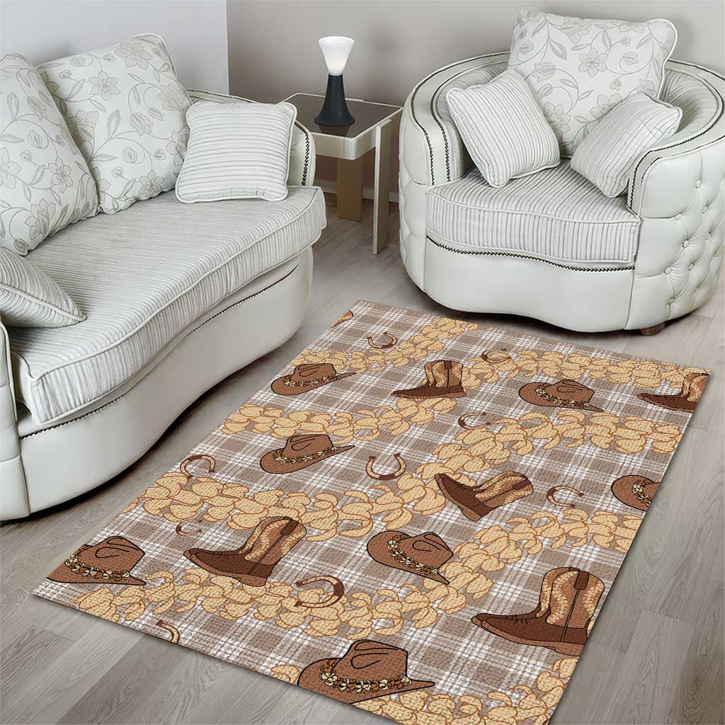 Khaki Palaka Hawaii Cowboy Area Rug Puakenikeni Lei Paniolo Papale Seamless Vibes LT14 - Polynesian Pride